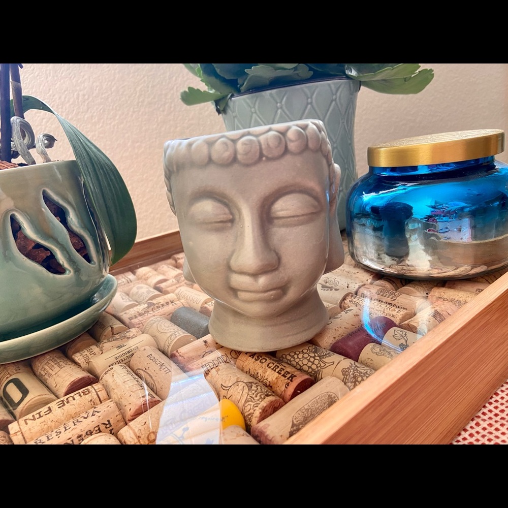 Buddha head planter flower pot grey new
